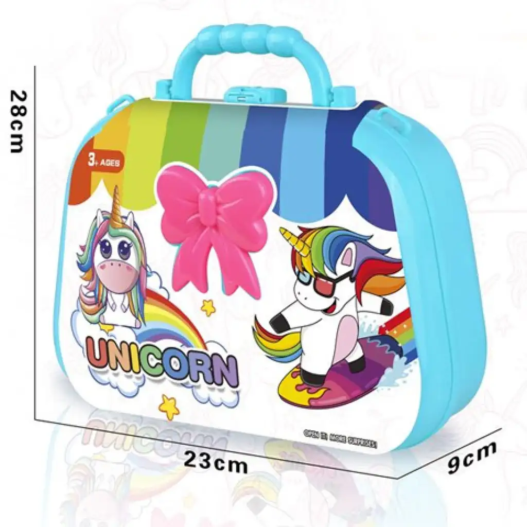 Einhorn-pink Frisiertisch mit Zubehör 23x28x9cm