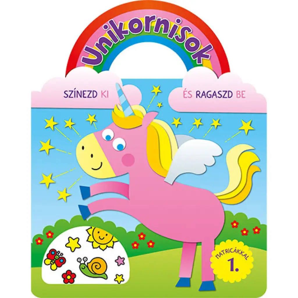 Einhörner - Malen und mit Aufklebern bekleben 1. Beschäftigungsheft