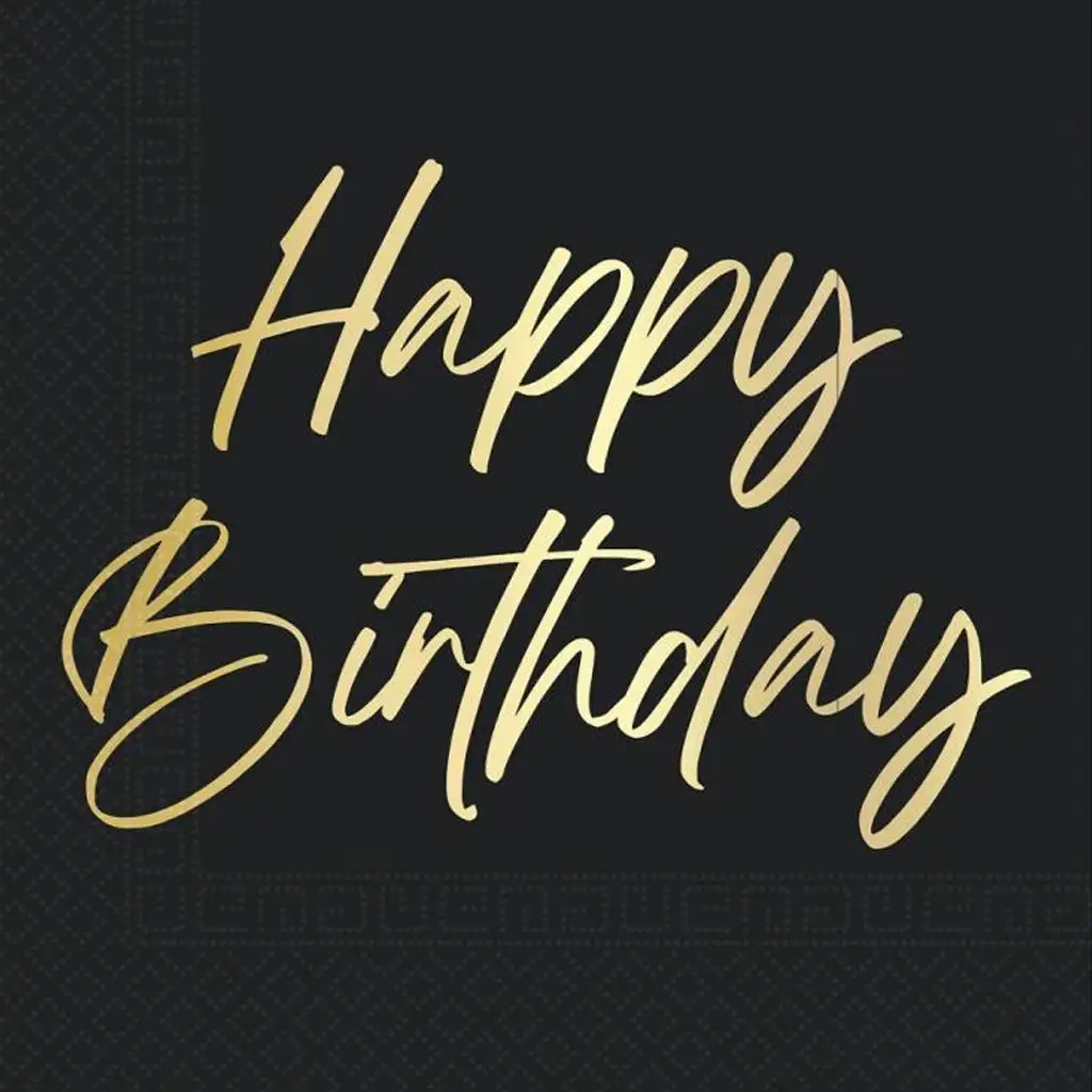 Elegante Papierserviette mit "Happy Birthday"-Aufschrift – 2-lagig, 33x33 cm, 20 Stück