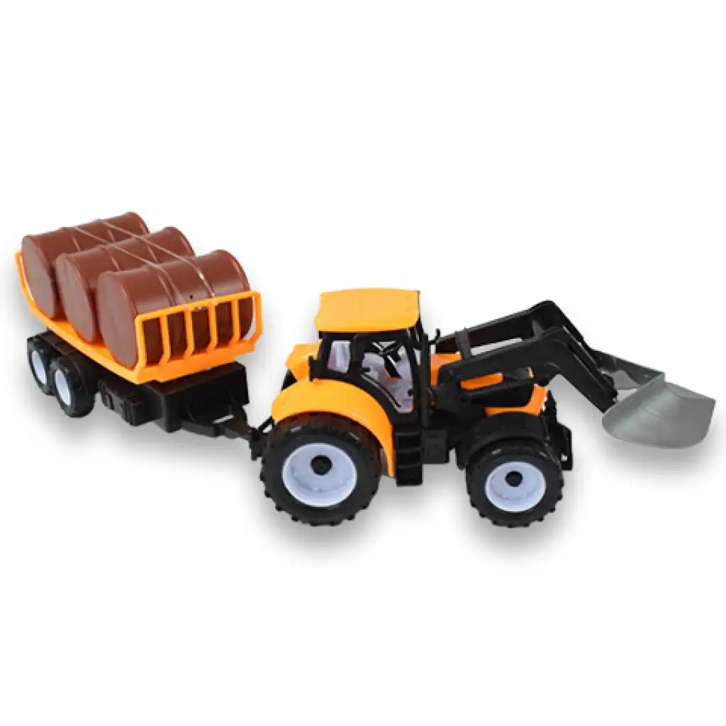 Engineering Truck: Baggertraktor mit Anhänger und Fässern in verschiedenen Ausführungen 43cm kép 4