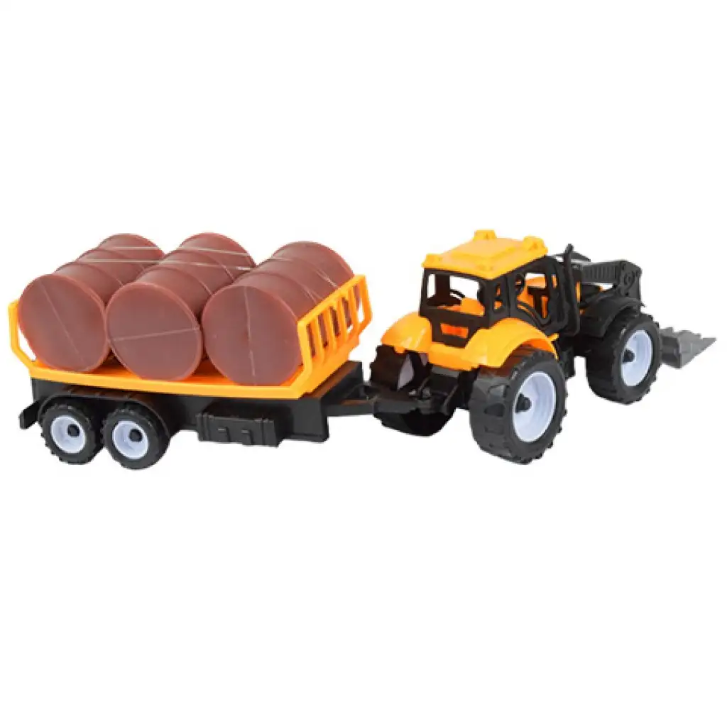 Engineering Truck: Traktor-Set mit Anhänger und Ölfässern 28cm kép 3