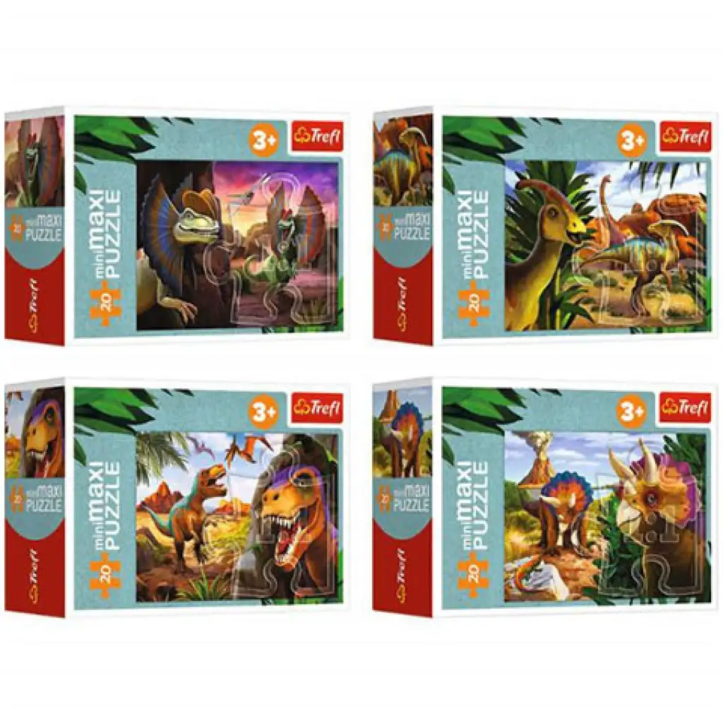Entdecke die Welt der Dinosaurier mit dem 20-teiligen MiniMaxi-Puzzle - Trefl
