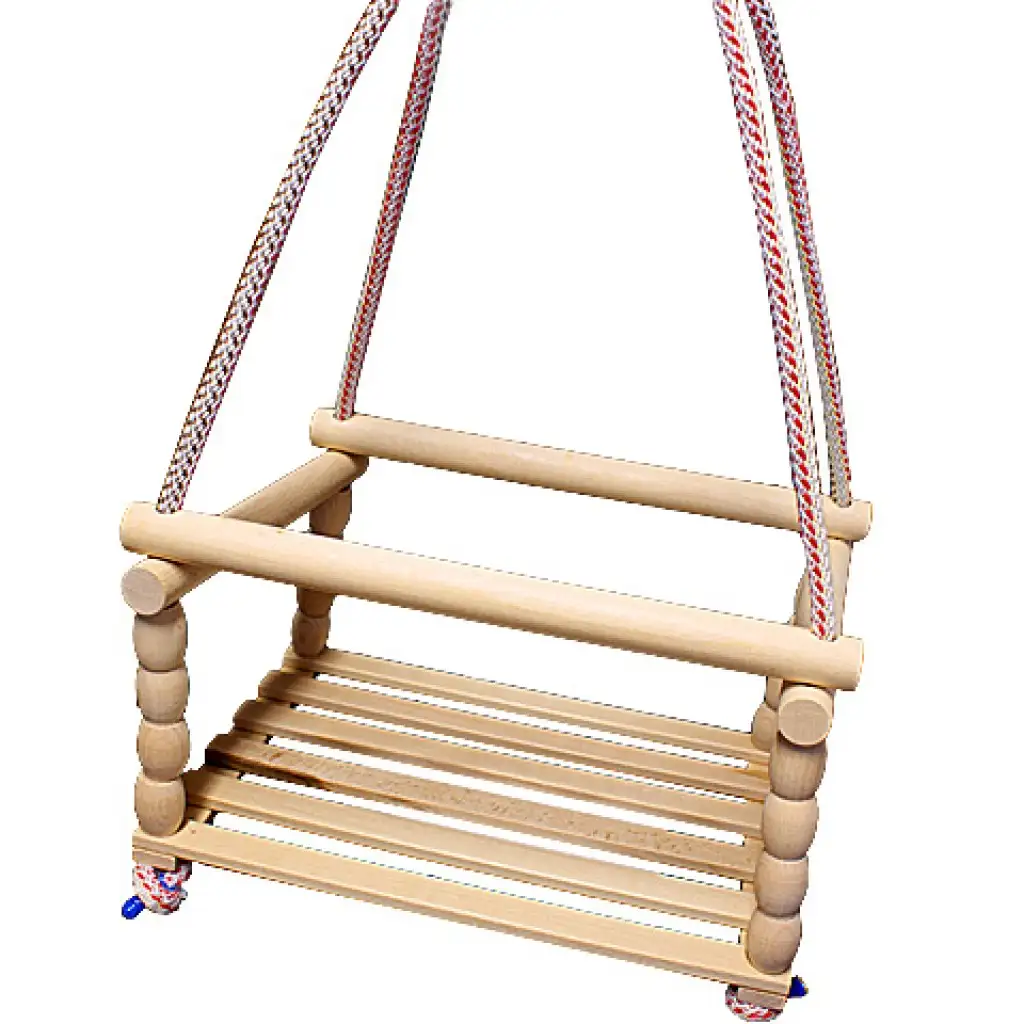 Holz-Naturschaukel mit Seil