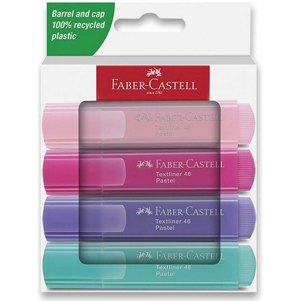Faber-Castell: 1546 Textmarker in Pastellfarben, 4er-Set