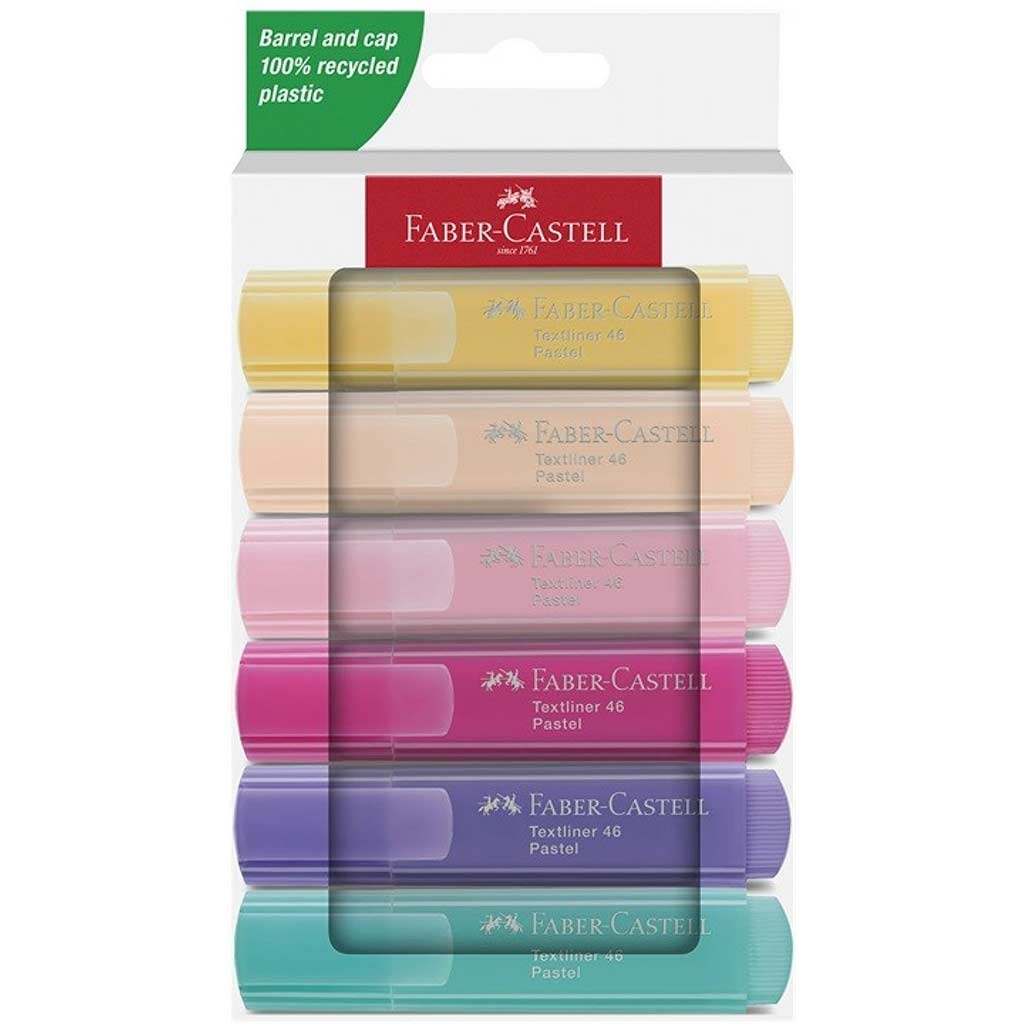 Faber-Castell: 1546 Textmarker in Pastellfarben, 6er-Set