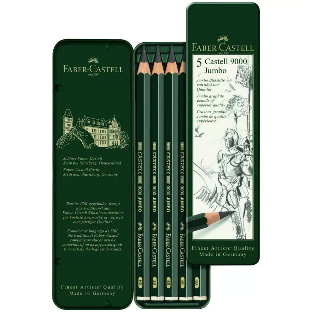 Faber-Castell: 9000 Jumbo Bleistift-Set im Metalldose, 5 Stück