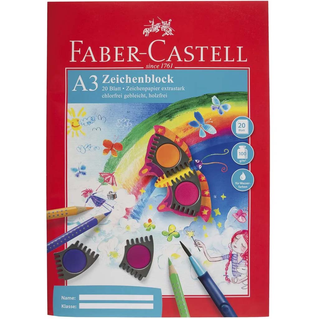 Faber-Castell: A3 Zeichenblock – 20 Blatt extra starkes, 100 g Künstlerpapier