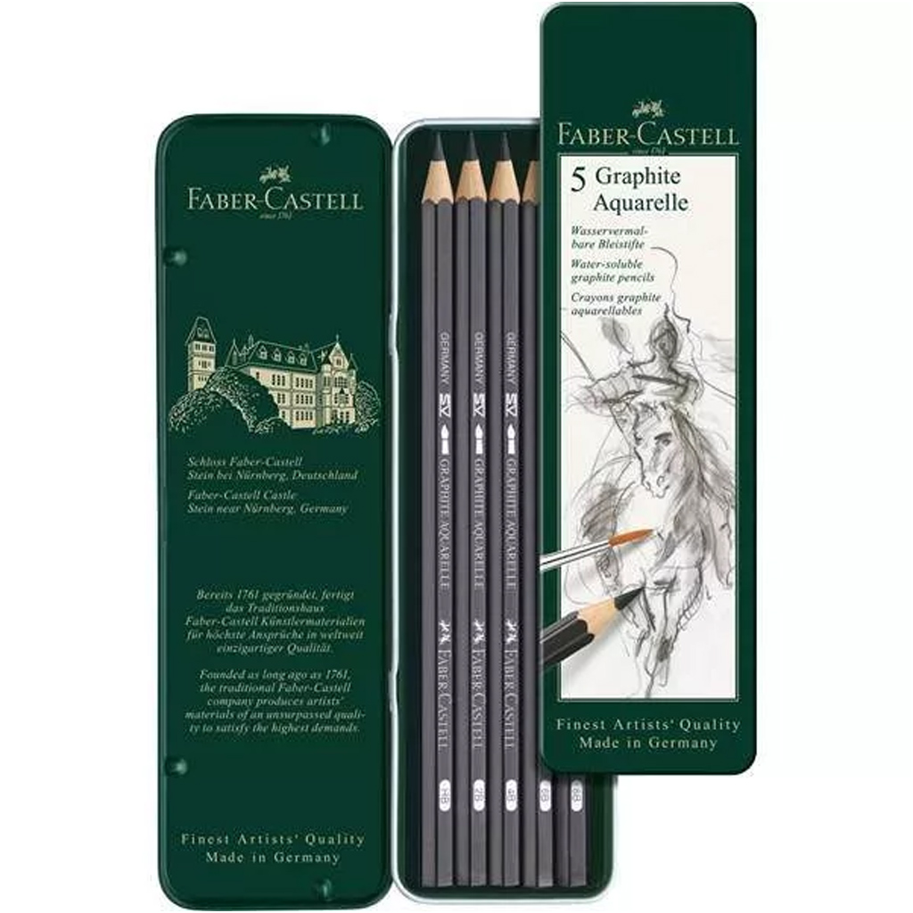 Faber-Castell: Aquarell-Grafitstift-Set in Metalldose, 5-teilig kép 2