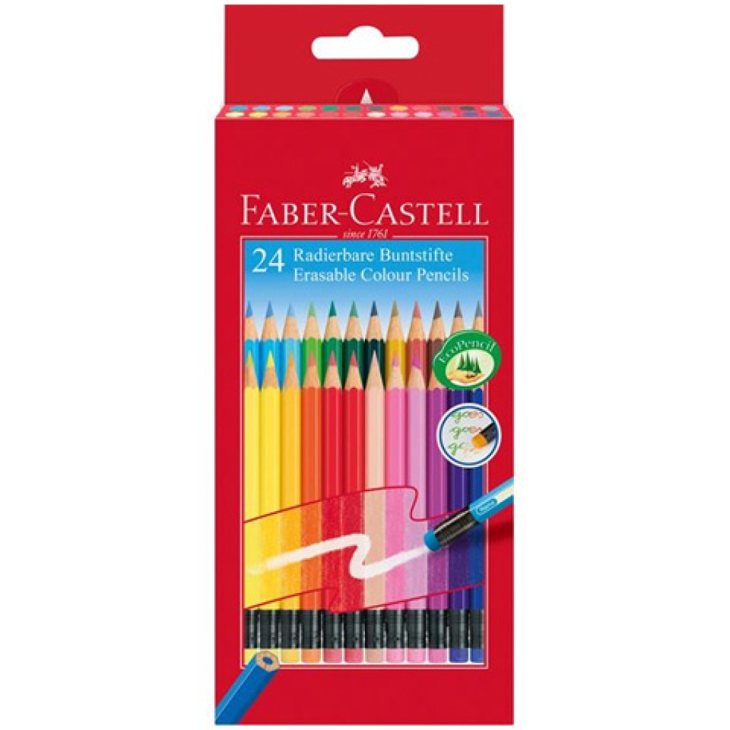 Faber-Castell: Buntstift-Set mit Radiergummi, 24-teiliges Set