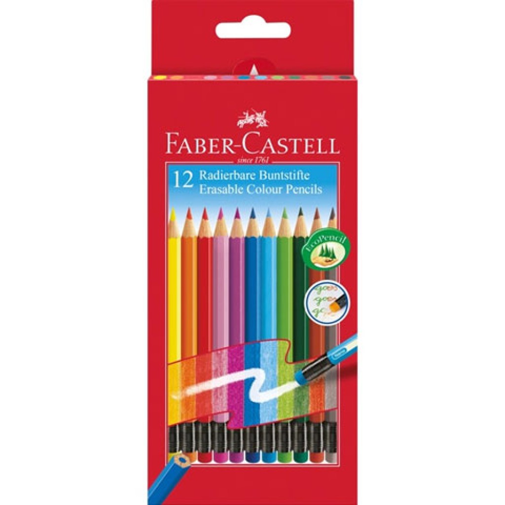 Faber-Castell: Buntstift-Set mit Radiergummi-Ende 12 Stück