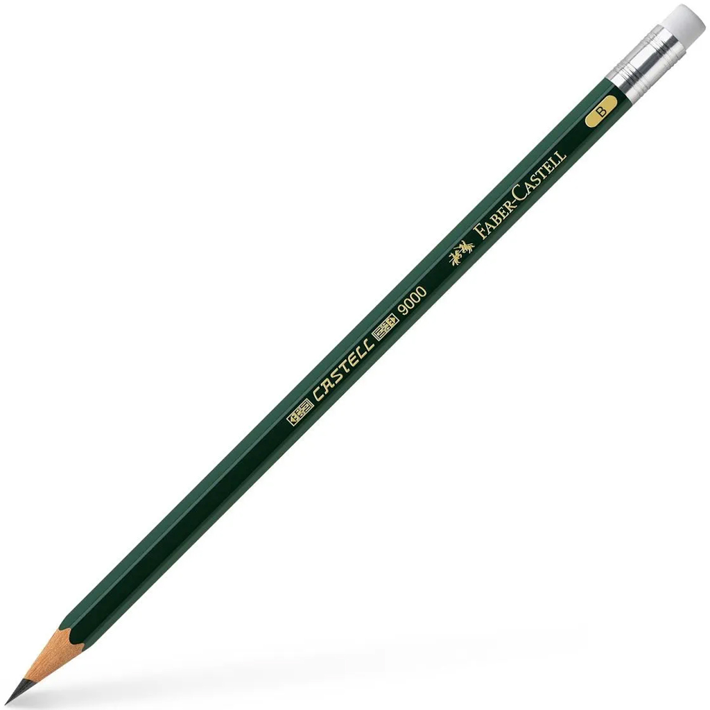 Faber-Castell: Castell 9000 Bleistift mit Radiergummikappe B