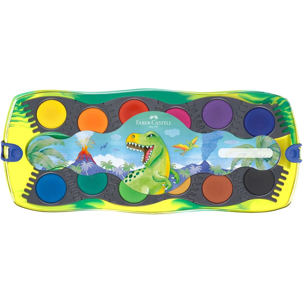 Faber-Castell: Connector 12-teiliges Wasserfarben-Set mit zusammensteckbaren Paletten, mit Dinosaurier-Motiv kép 2