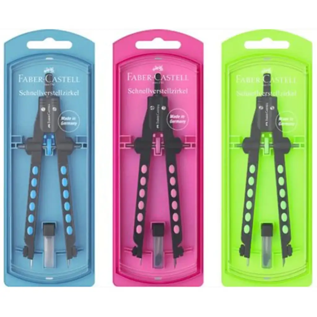 Faber-Castell: Factory Zirkelset in Neonfarben in verschiedenen Ausführungen