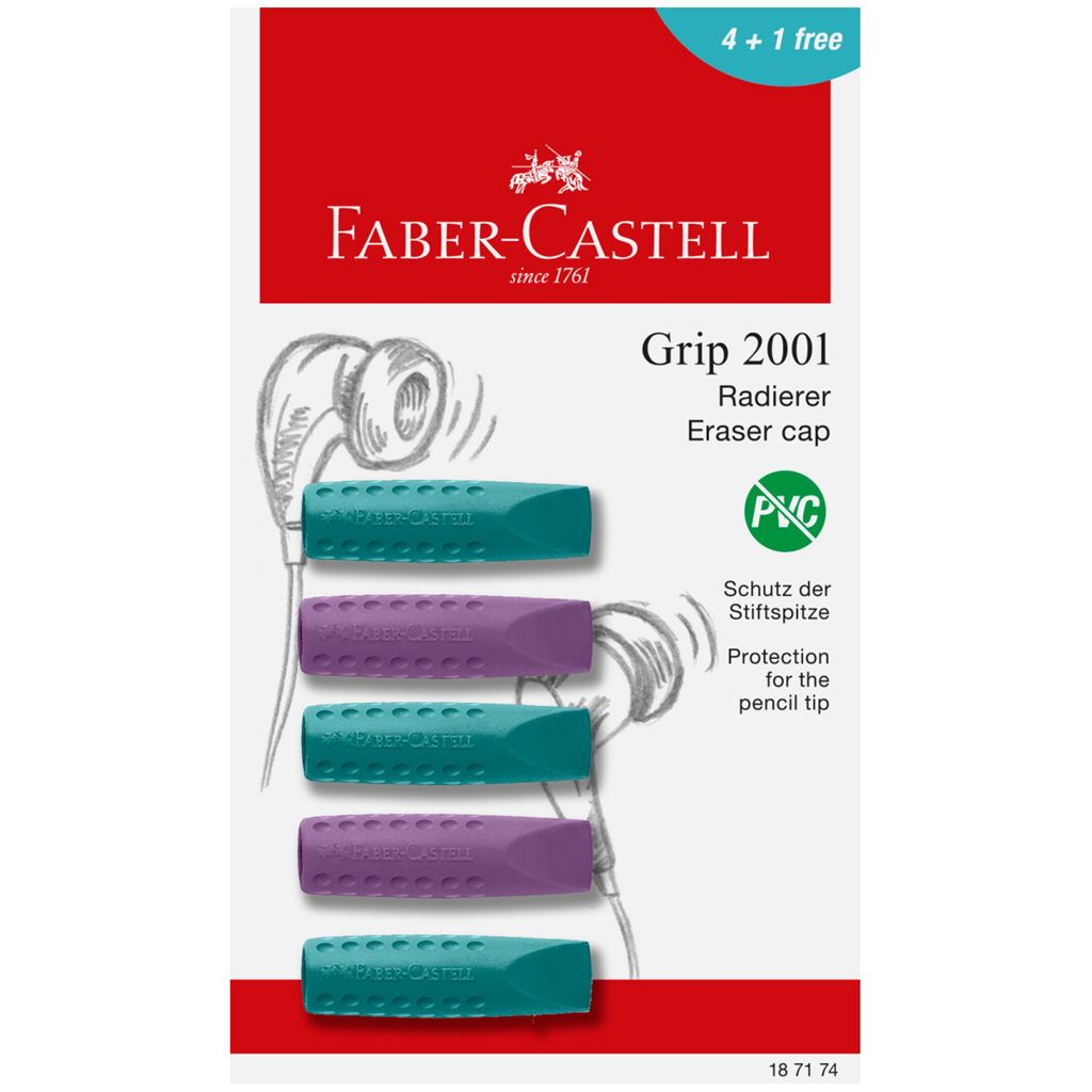 Faber-Castell: GRIP 5-teiliges Kappenset in Lila und Blau
