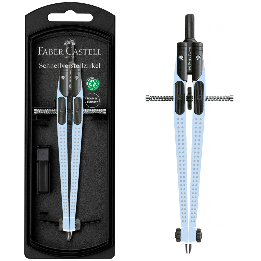 Faber-Castell: GRIP himmelblaues Zirkelset mit Schnellverstellung