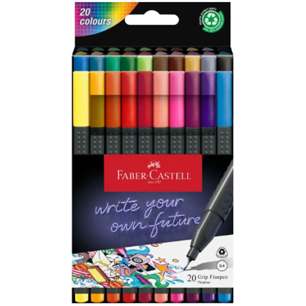 Faber-Castell: Grip 20er Filzstift-Set, 0,4 mm