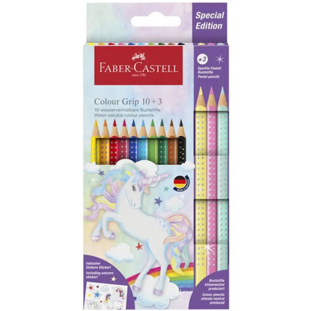 Faber-Castell: Grip Einhorn Buntstift-Set 10+3 Stück in Pastellfarben