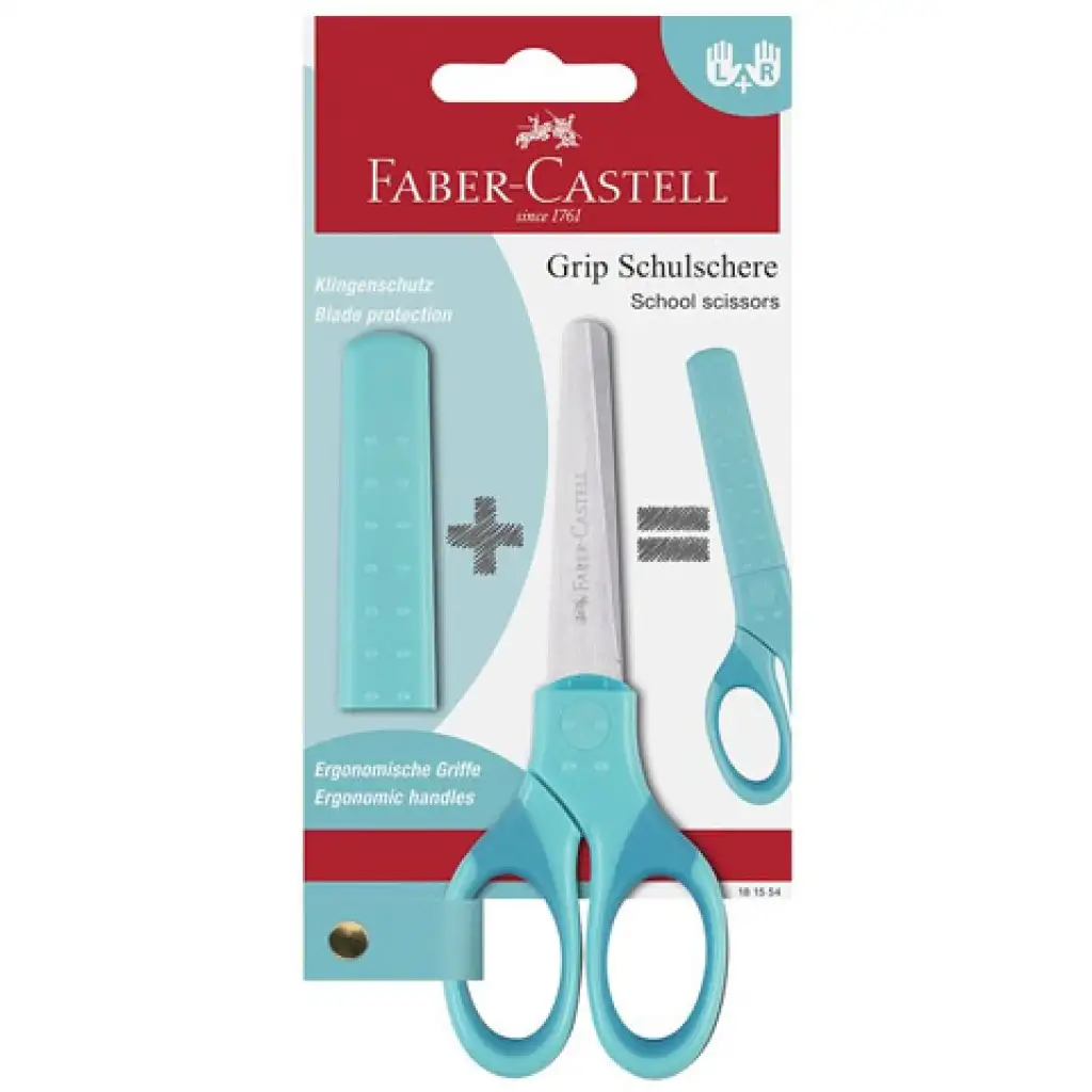 Faber-Castell: Grip Schulschere in Türkis mit Klingenschutz