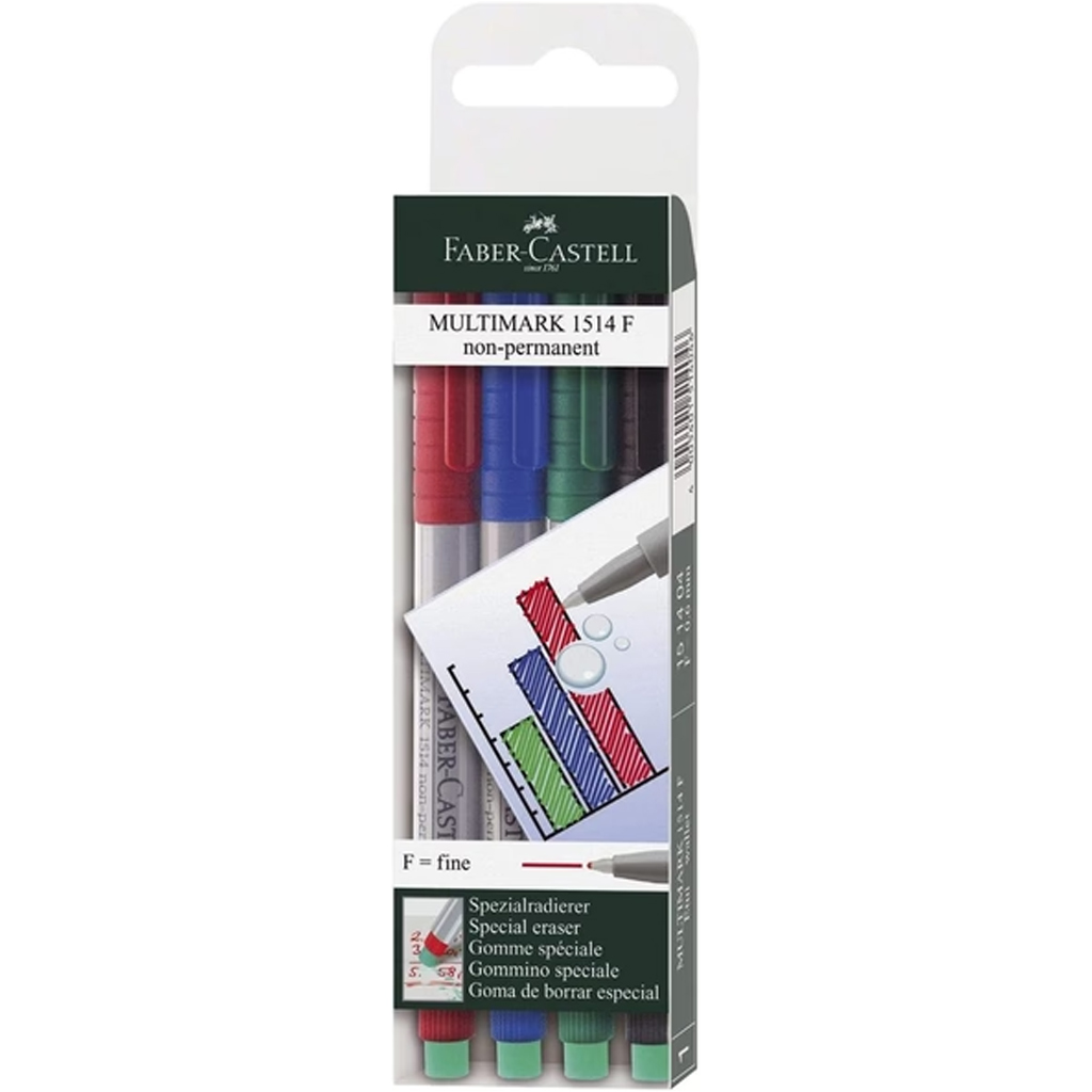 Faber-Castell: Multimark Folienstift 4er-Set F