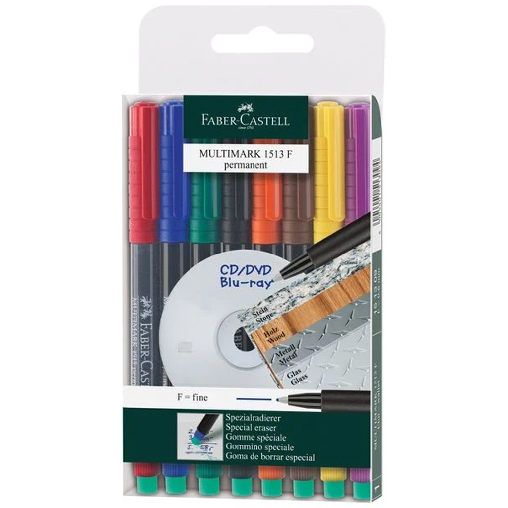 Faber-Castell: Multimark Permanentmarker-Set F 0,6 mm – 8 Stück