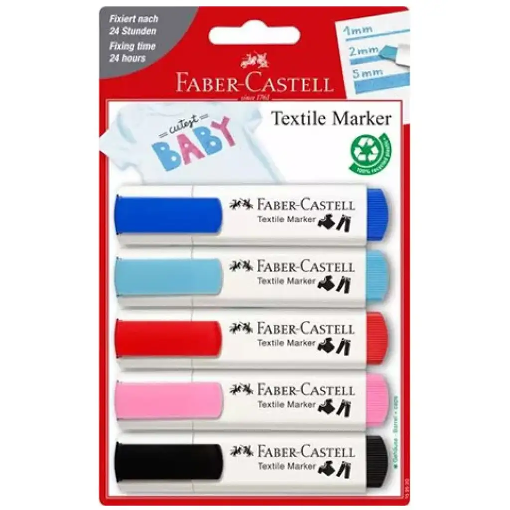 Faber-Castell: Pastellfarbene Textilmarker-Set 5-teilig