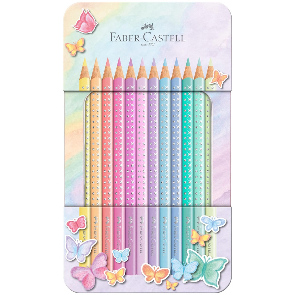 Faber-Castell: Sparkle 12er Pastell-Buntstift-Set in Metallbox
