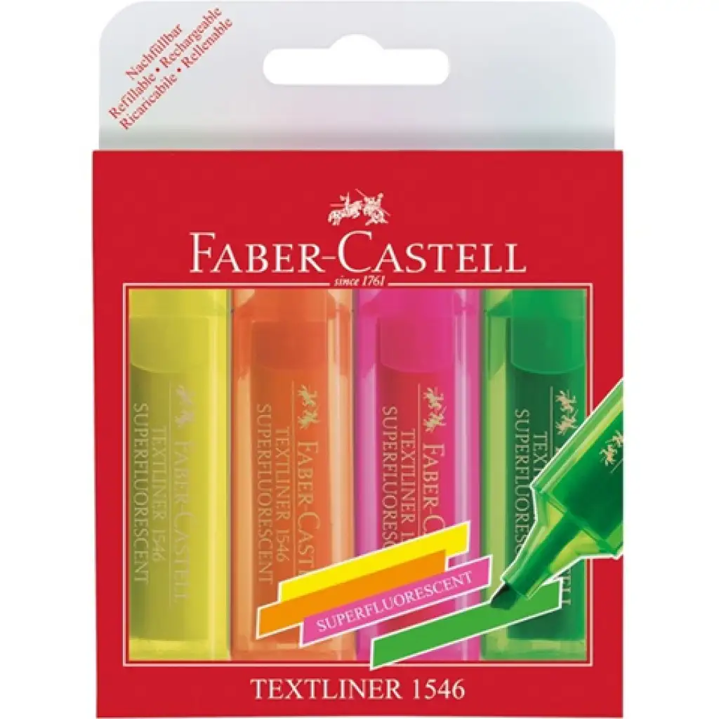 Faber-Castell: Superfluorescent Textmarker-Set 4-teilig