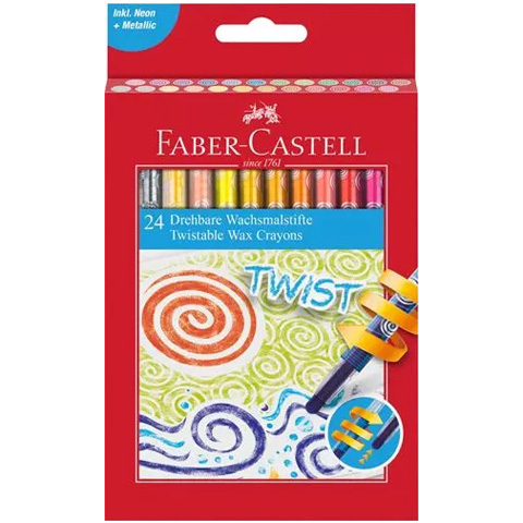 Faber-Castell: Twist Wachsmalstifte Set 24-teilig