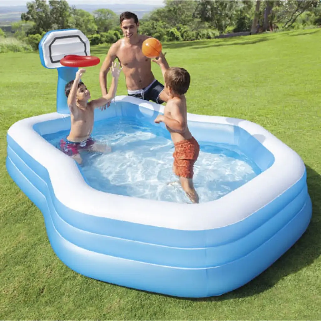 Familienpool mit Basketballkorb 257x188x130cm kép 2
