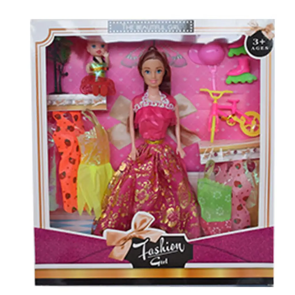 Fashion Girl: Puppen- und Kinderset mit Fahrrad und Zubehör, 28 cm kép 6