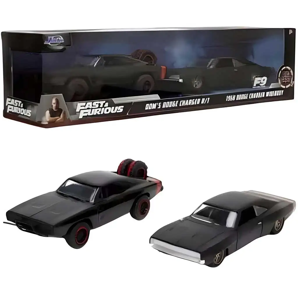 Fast & Furious: Dom Toretto Dodge Charger R/T 1970 & Dodge Charger Widebody 1968 Metallspielzeugauto 2er-Pack 1/32 Maßstab 13cm - Jada Toys