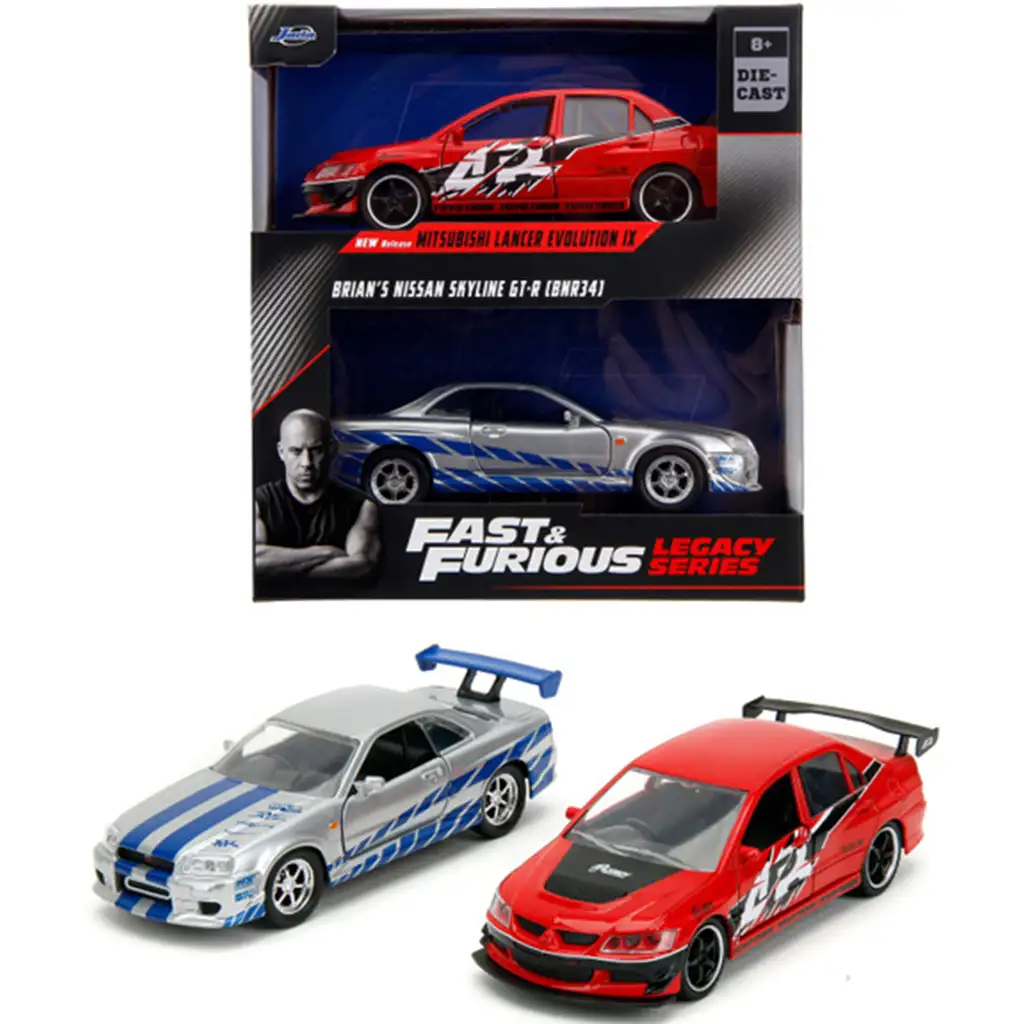 Fast & Furious: Mitsubishi Lancer Evolution IX und Nissan Skyline GT-R (BNR34) 2er-Pack im Maßstab 1/32 - Jada Toys