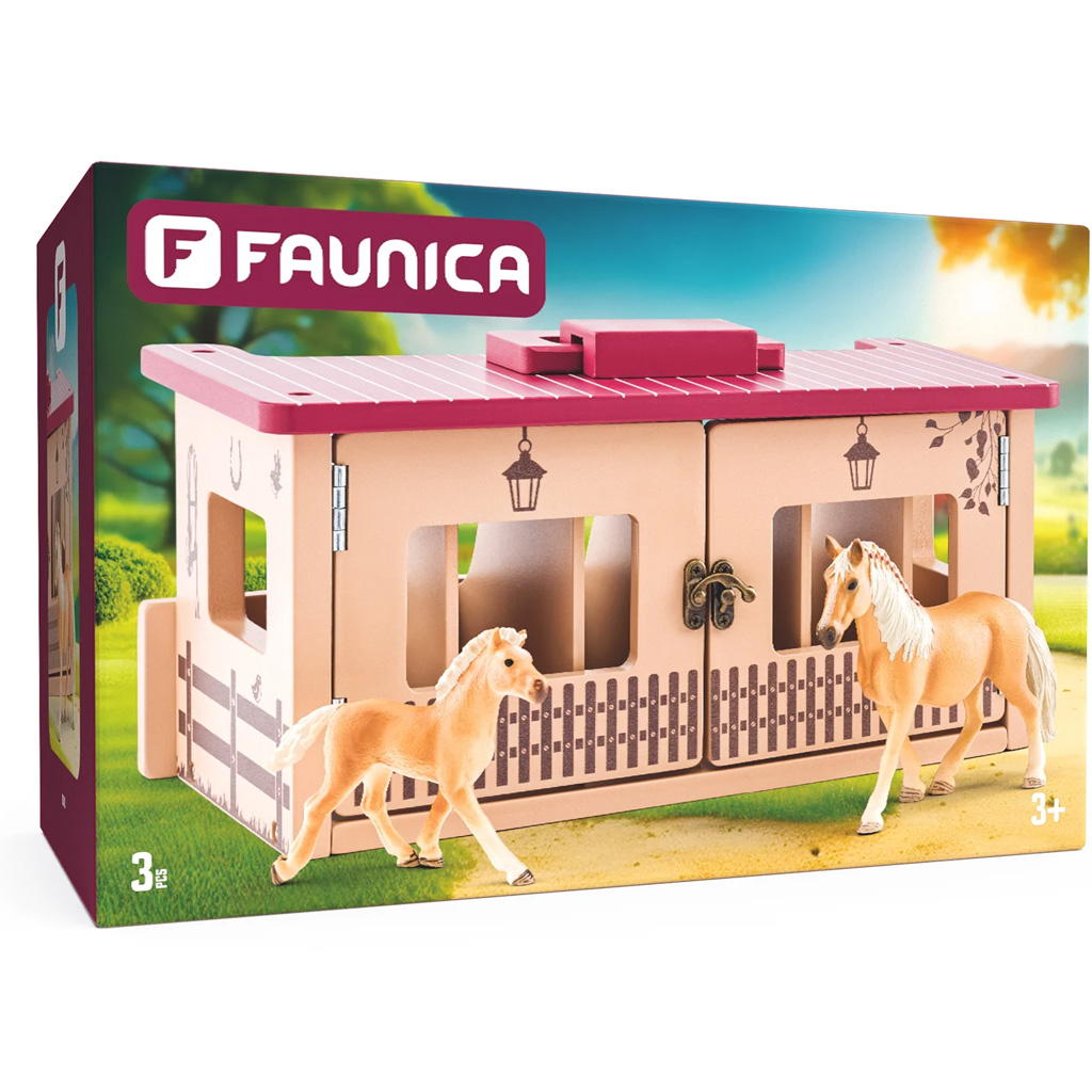 Faunica: Pferdestall-Spielset mit 3 Pferdefiguren – Woodyland