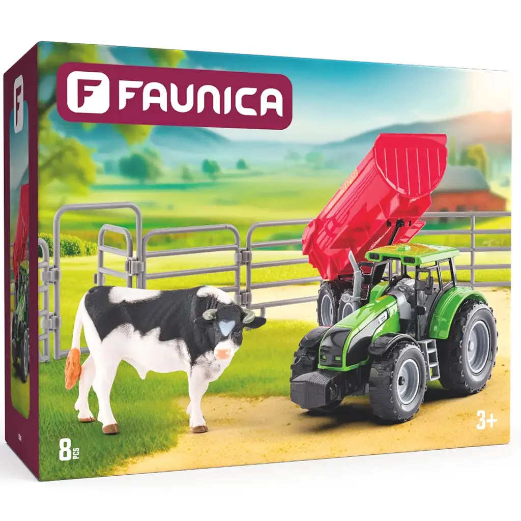 Faunica: Traktor mit Stier Spielset - Woodyland