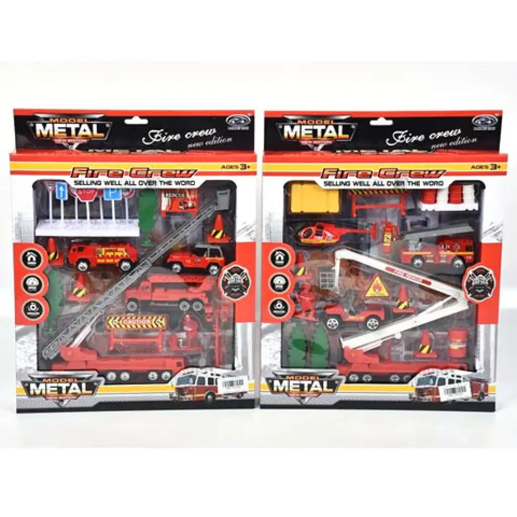 Feuerwehr-Spielset mit Fahrzeugen und Zubehör in zwei Varianten