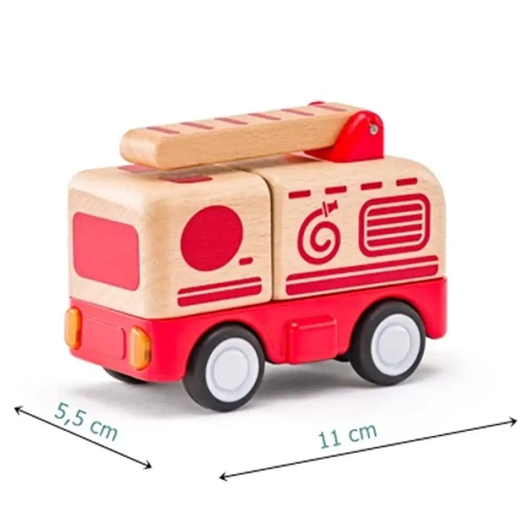 Feuerwehrauto aus Holz mit Licht und Sound - Woodyland kép 2
