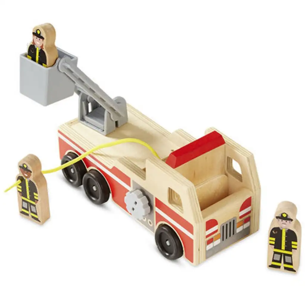 Feuerwehrauto mit Holzleiter - Melissa & Doug kép 2