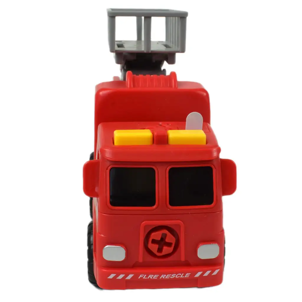 Feuerwehrfahrzeug: Zerlegbares Feuerwehrauto mit Hebekorb, Werkzeugen und Sound, 20 cm kép 3