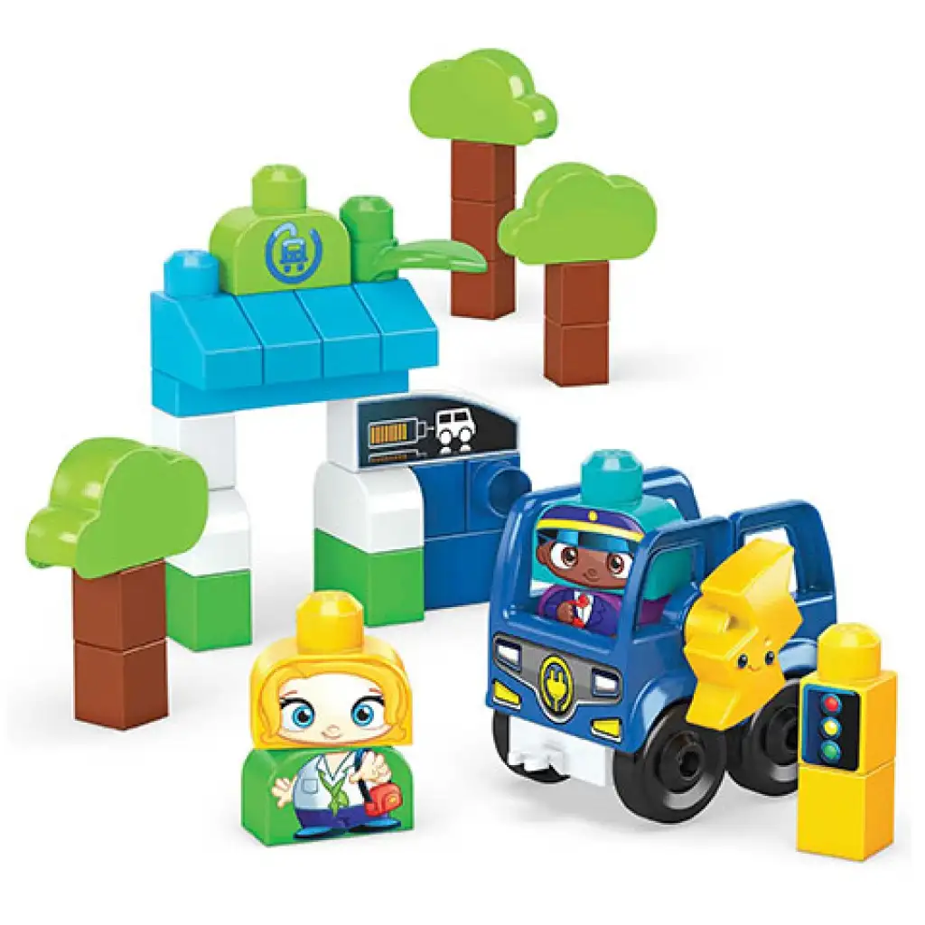 Fisher-Price: Green Town Bushaltestelle mit Ladestation Bauspiel - Mega Bloks kép 2