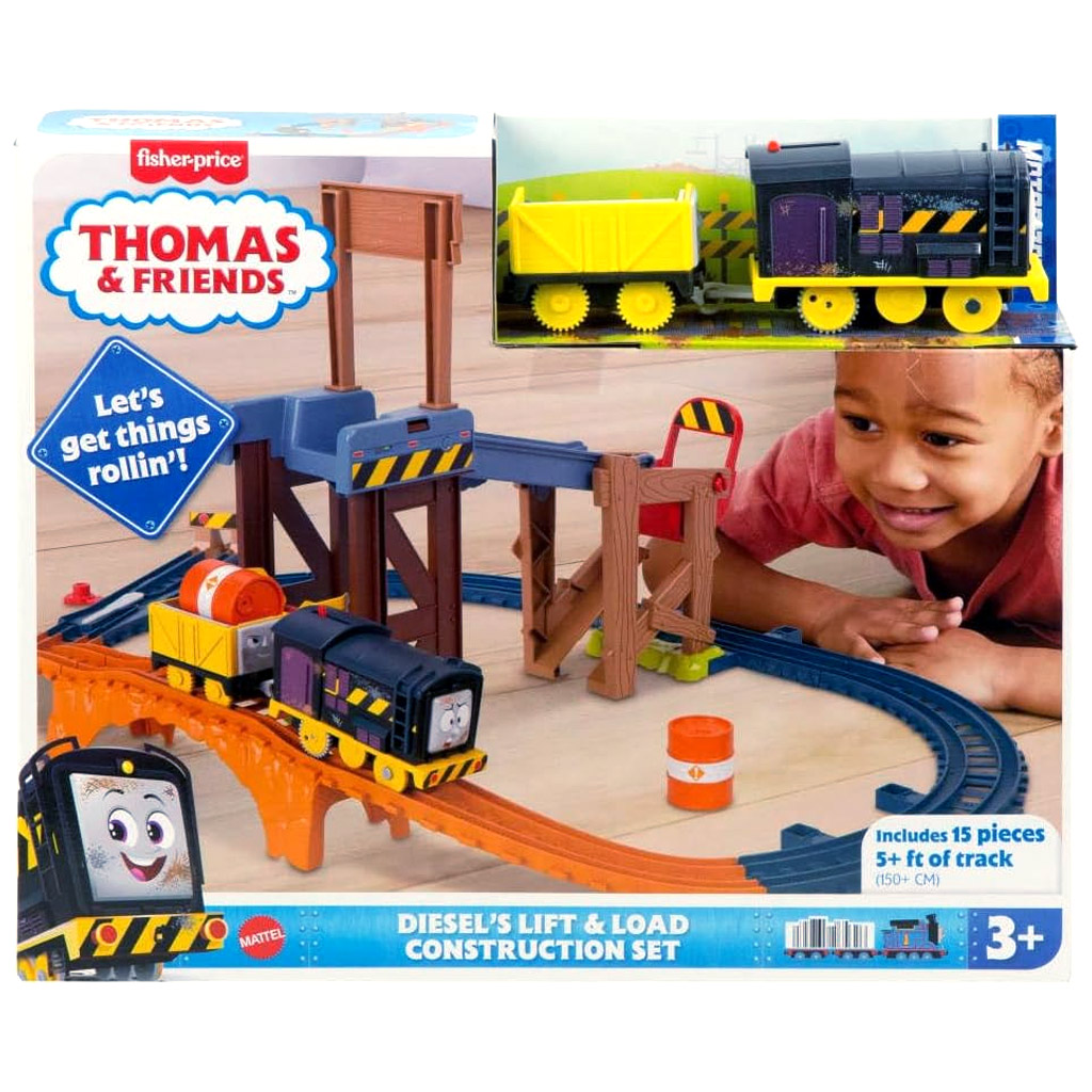 Fisher-Price: Thomas und seine Freunde Diesel Lift & Load Baustellen-Eisenbahn-Set mit motorisiertem Zug - Mattel