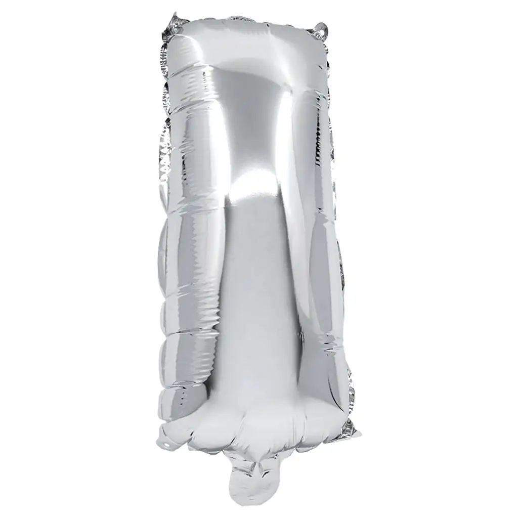 Folienballon in Buchstabenform – Buchstabe I, silber, 32 cm