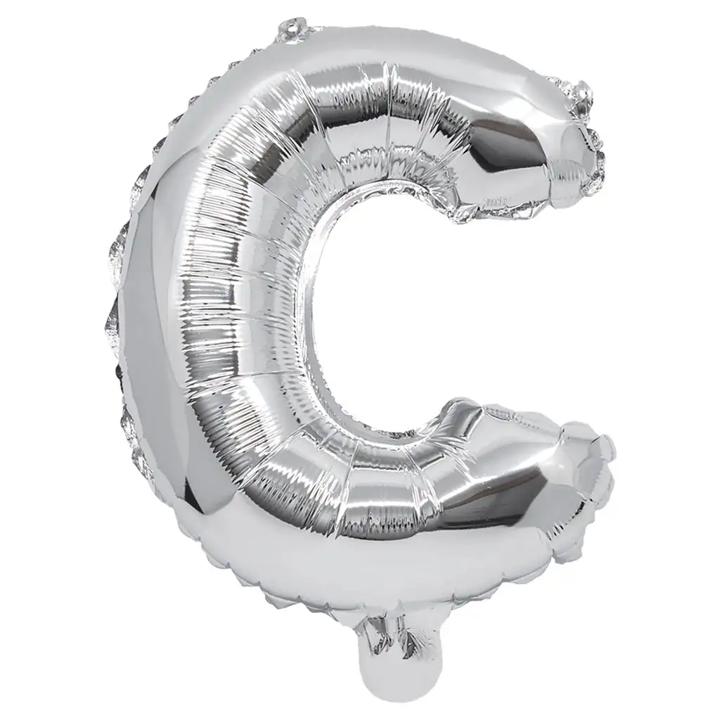 Folienballon in Buchstabenform, Silber – Buchstabe C, 32 cm