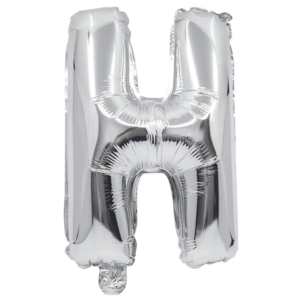 Folienballon in Buchstabenform in Silber – Buchstabe H, 32 cm