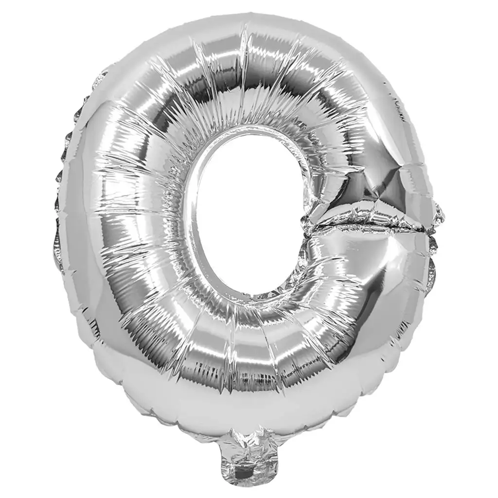 Folienballon in Buchstabenform in Silber – Buchstabe O, 32 cm