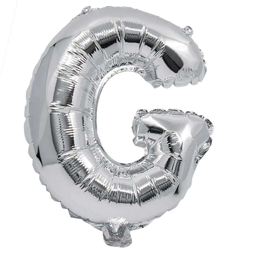 Folienballon in Buchstabenform, silberfarben – Buchstabe G, 32 cm