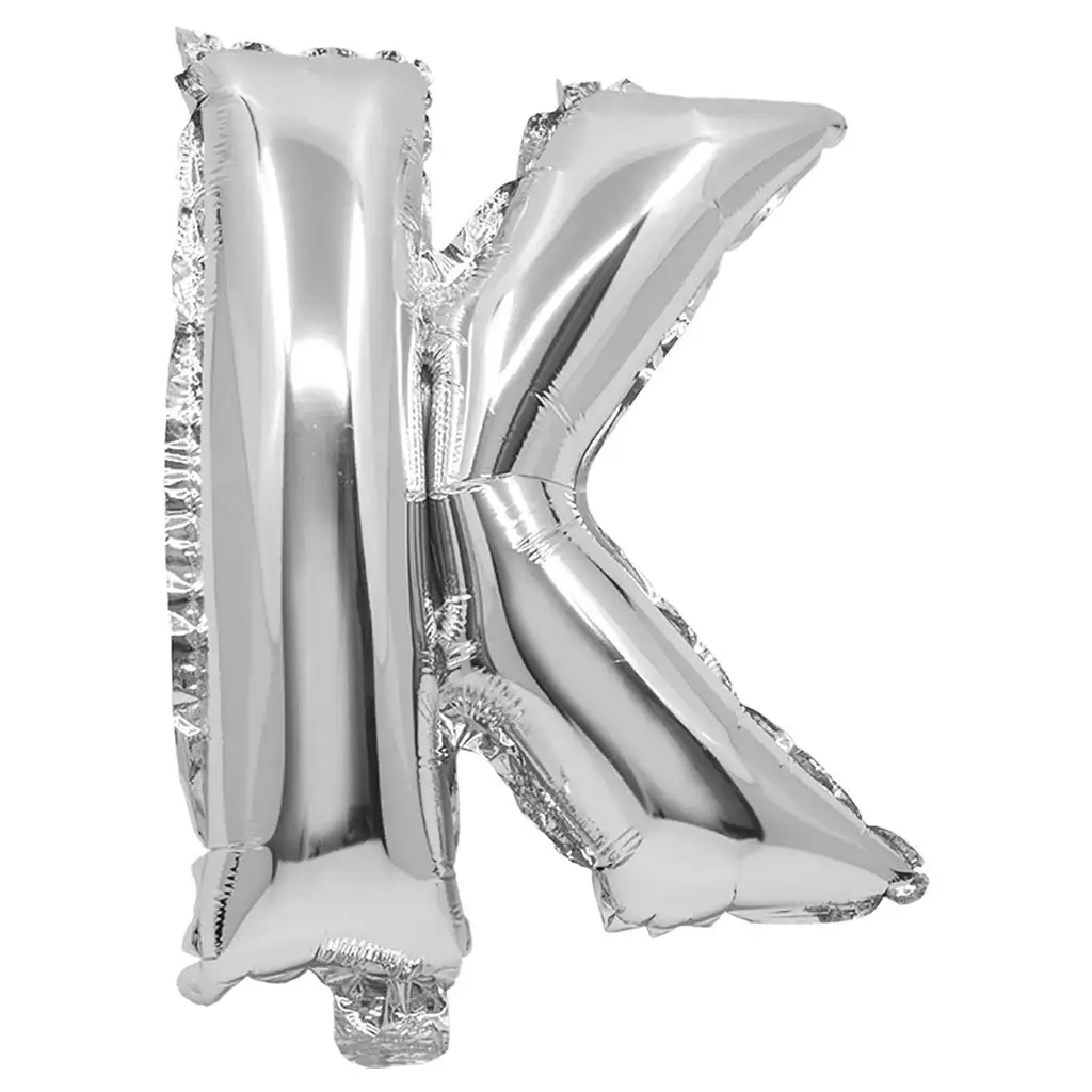 Folienballon in Buchstabenform, silberfarben – Buchstabe K, 32 cm