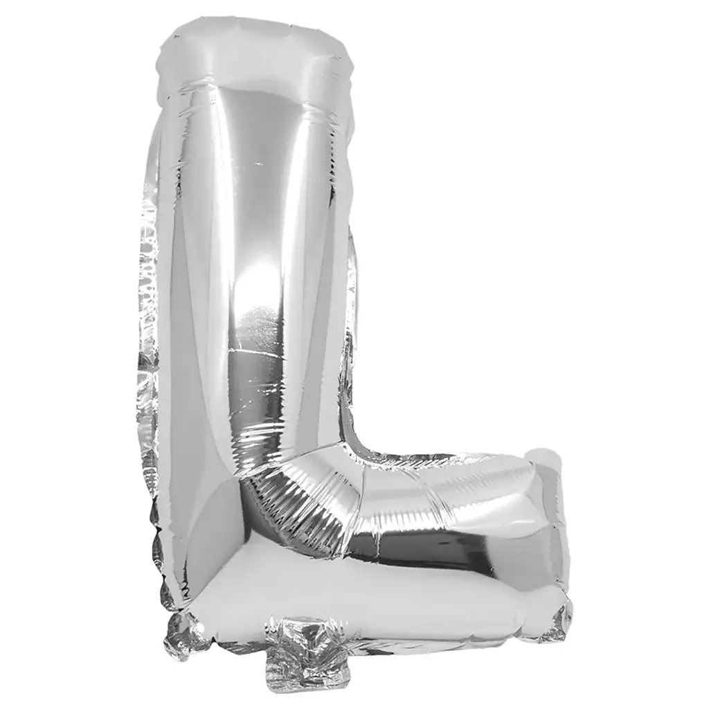 Folienballon in Buchstabenform, silberfarben – Buchstabe L, 32 cm