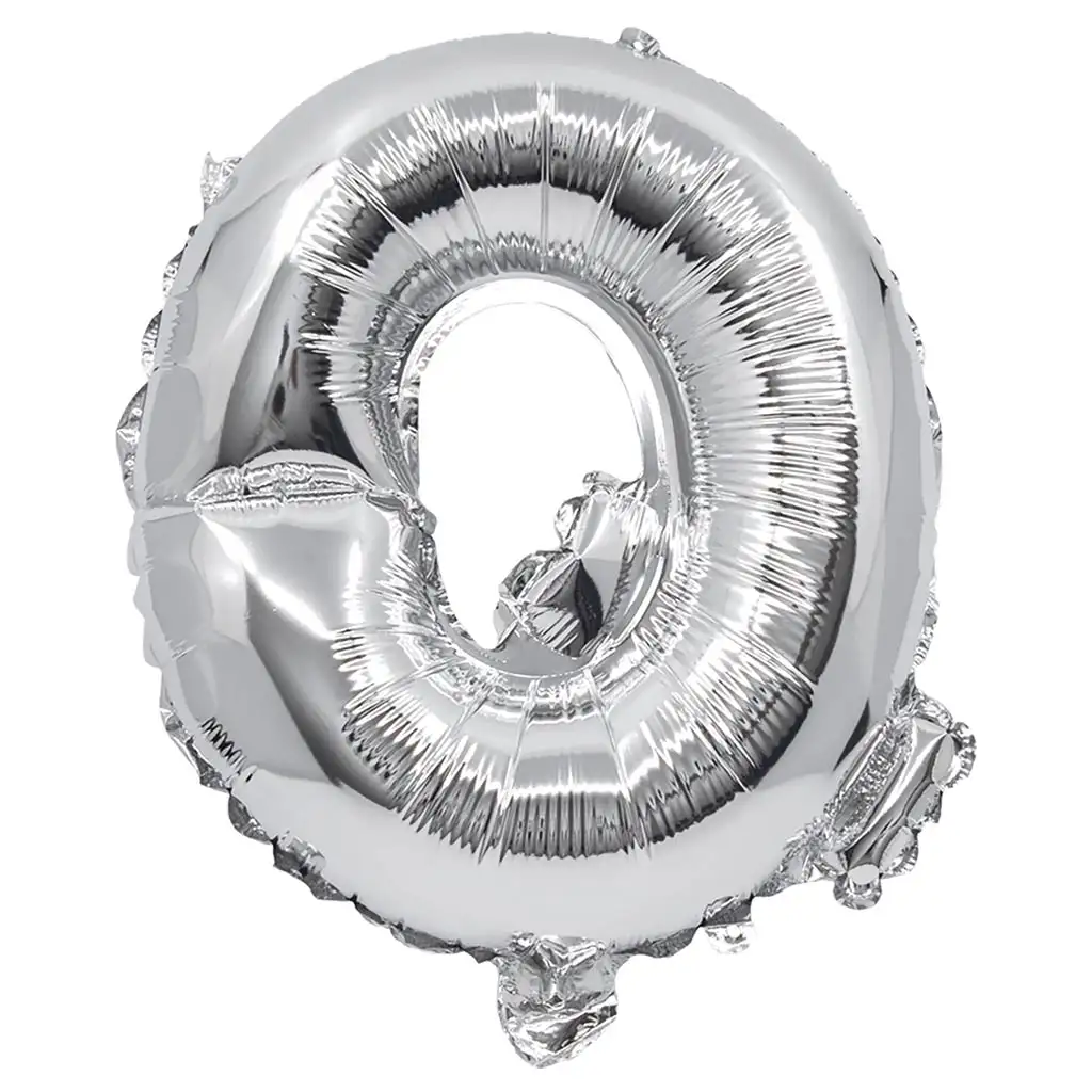 Folienballon in Buchstabenform, silberfarben – Buchstabe Q, 32 cm
