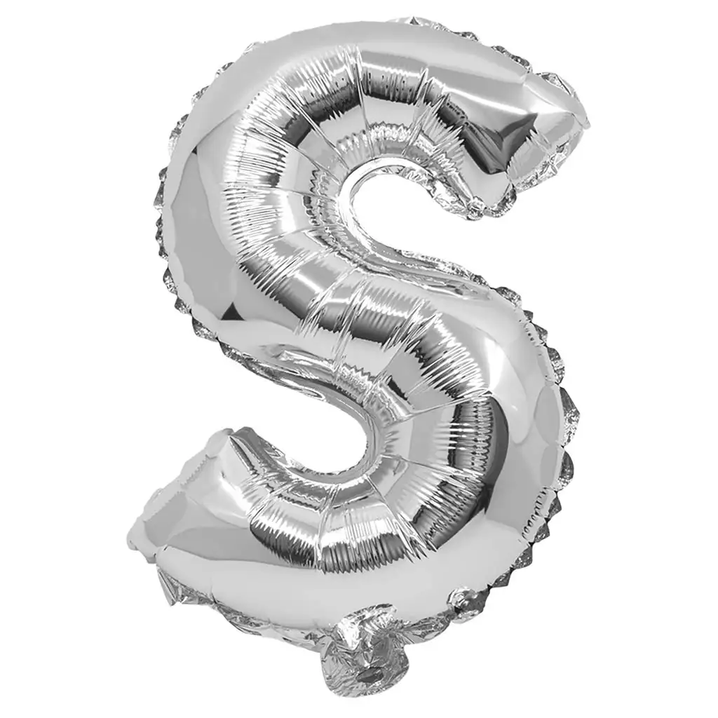 Folienballon in Buchstabenform, silberfarben – Buchstabe S, 32 cm