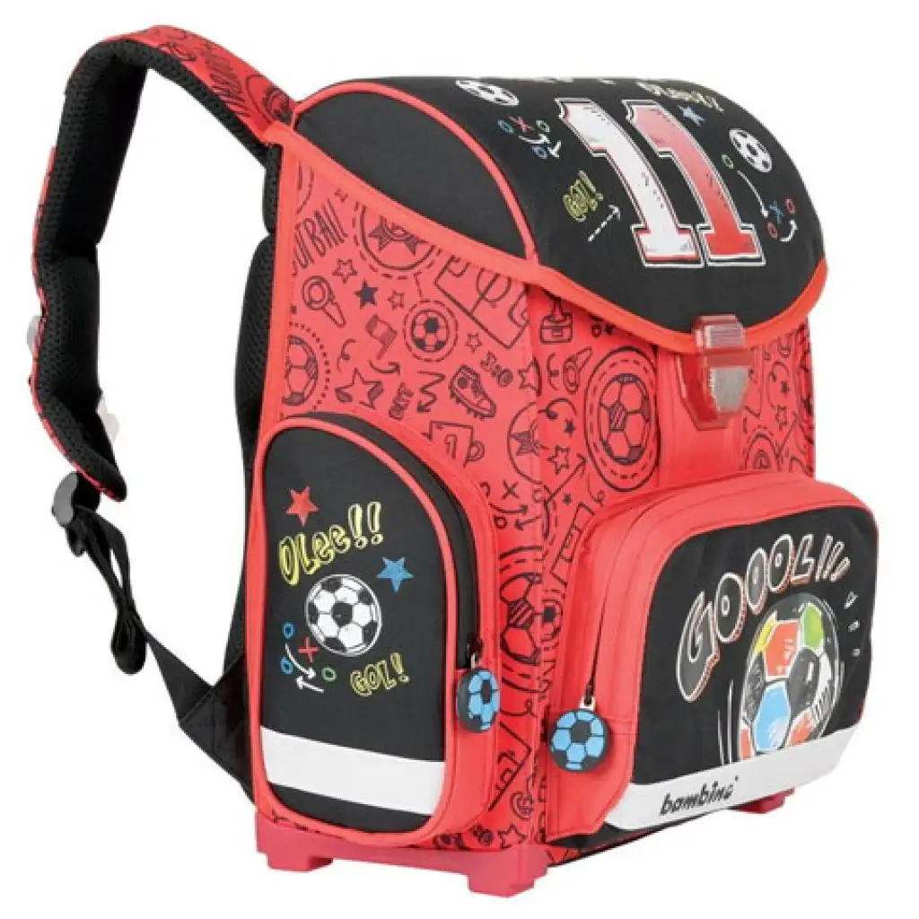Football schwarz-rot ergonomischer Schulranzen, Rucksack 36x27x14cm - Bambino kép 2